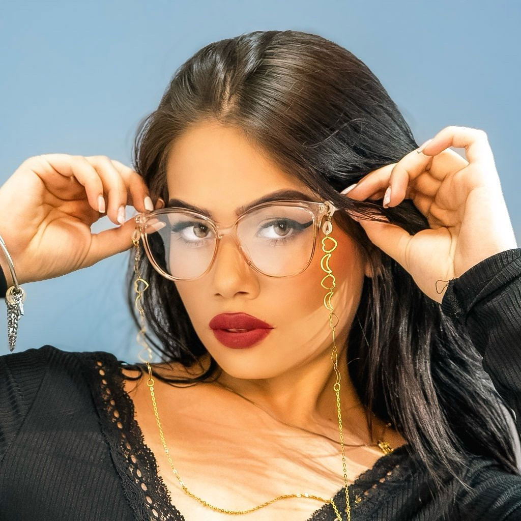 Cadenita para gafas dorada de corazones en acero inoxidable - Hecha a mano