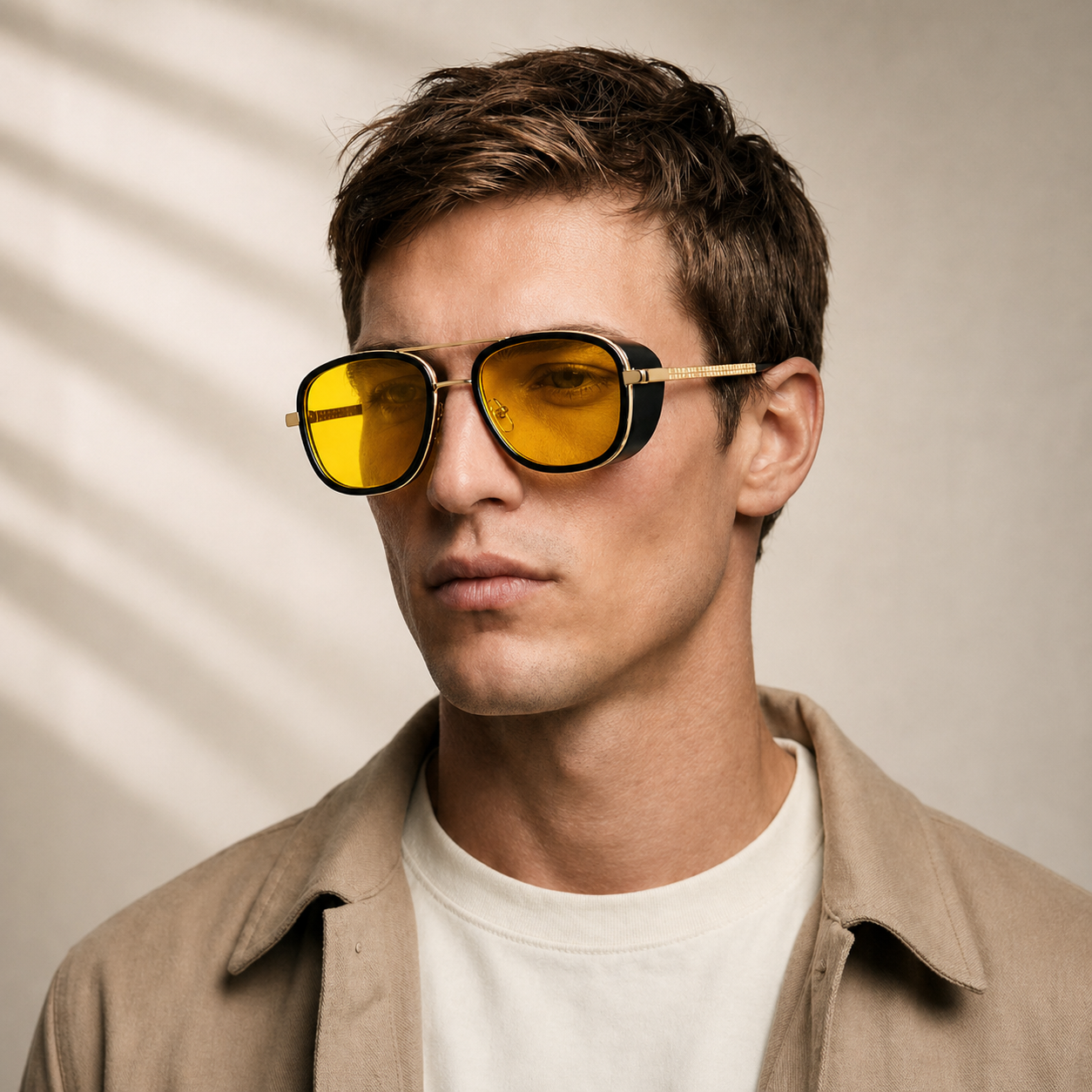 Tony Stark Icon Aviator – Blue & Yellow Edition | At Night Sunglasses