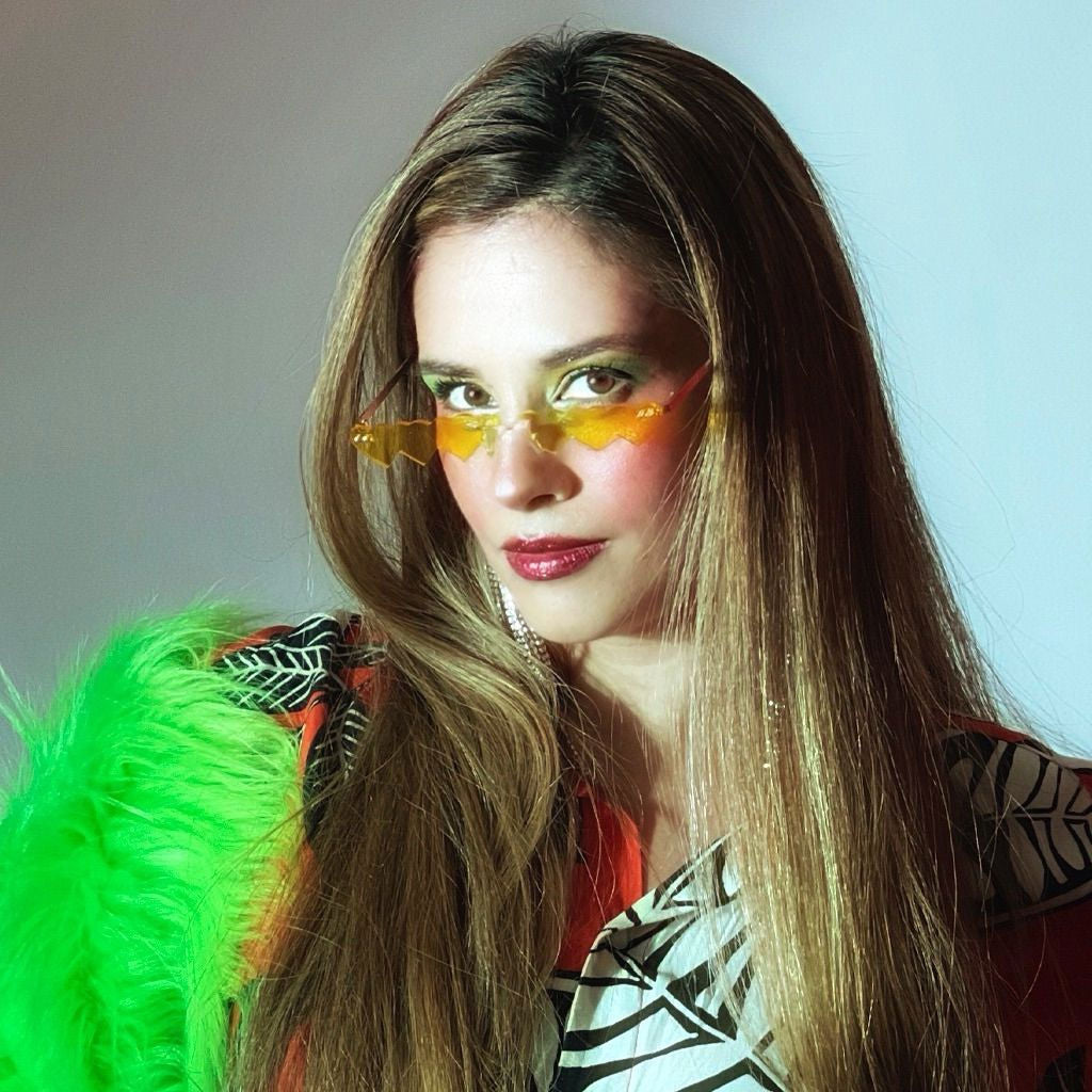 Gafas Sin Marco Corazón Amarillo UV400 | At Night Sunglasses