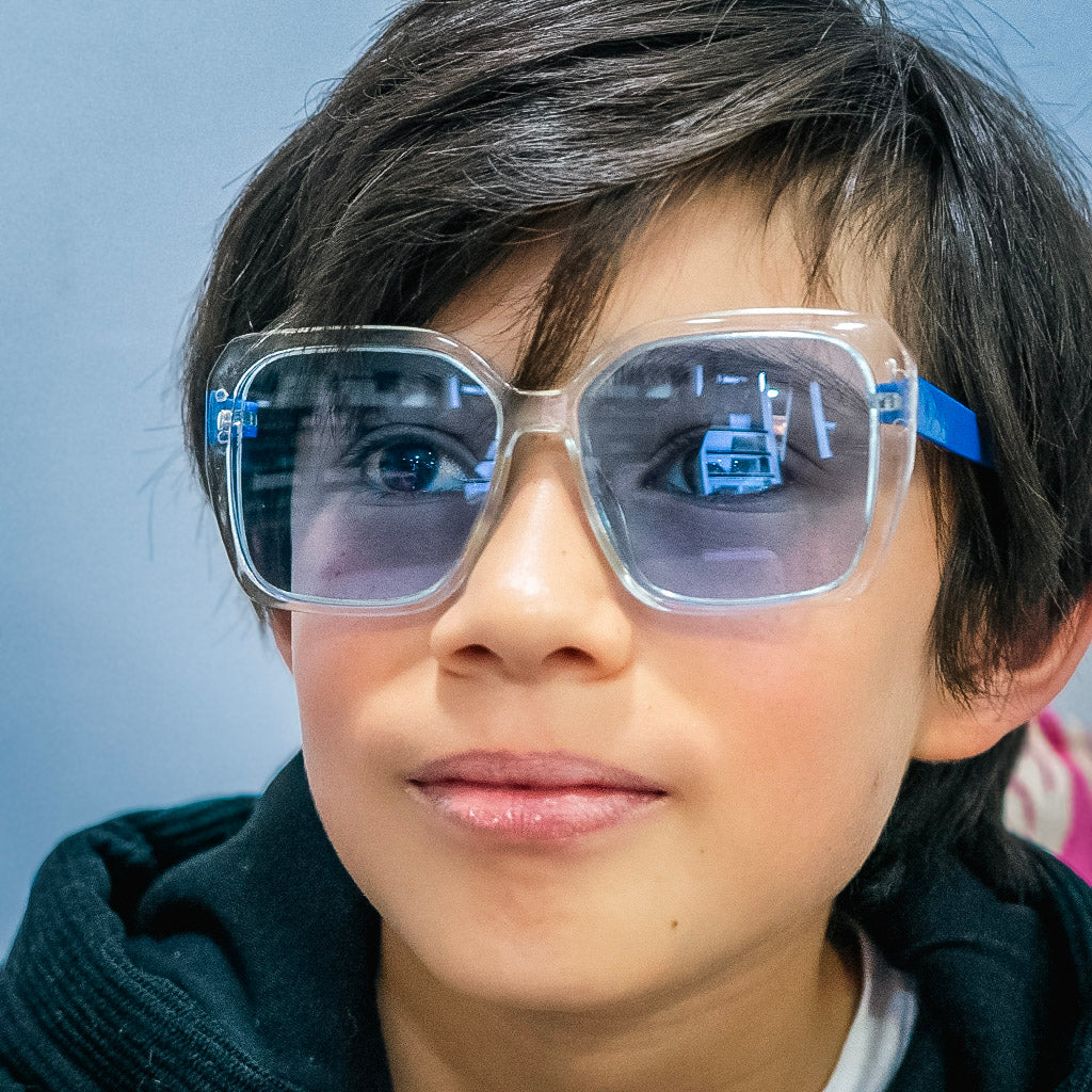 Gafas Kids Rectangulares Transparentes y Azules | Lentes Celestes UV400 At Night