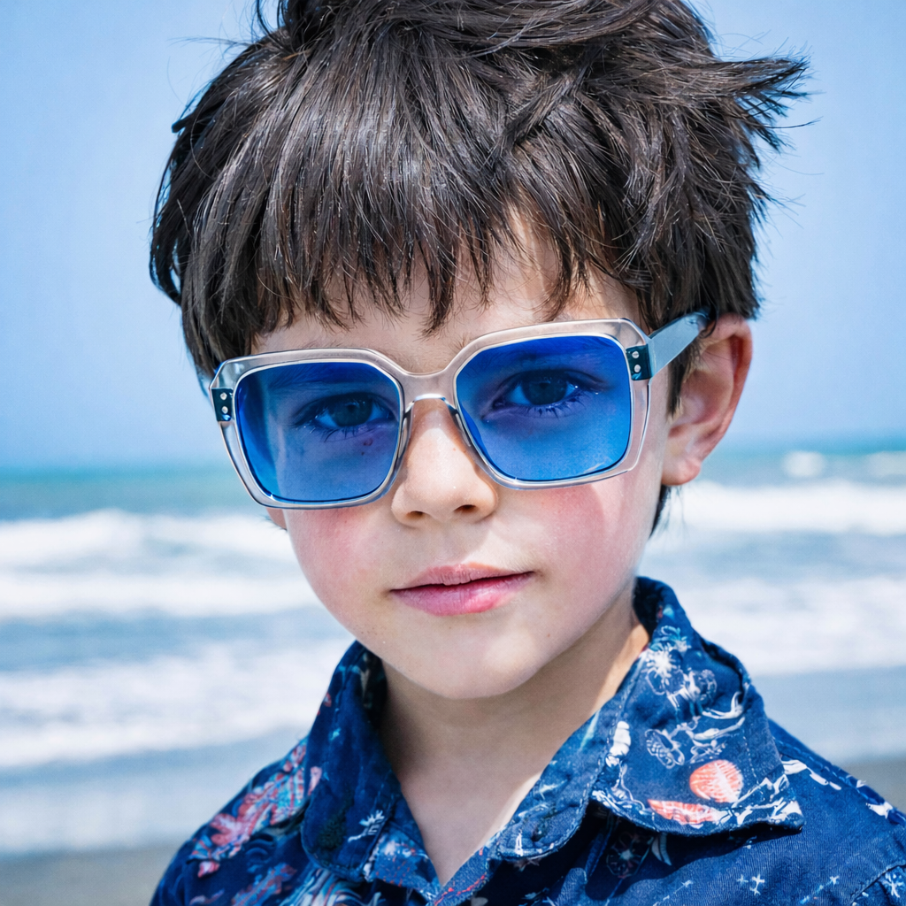 Gafas Kids Rectangulares Transparentes y Azules | Lentes Celestes UV400 At Night