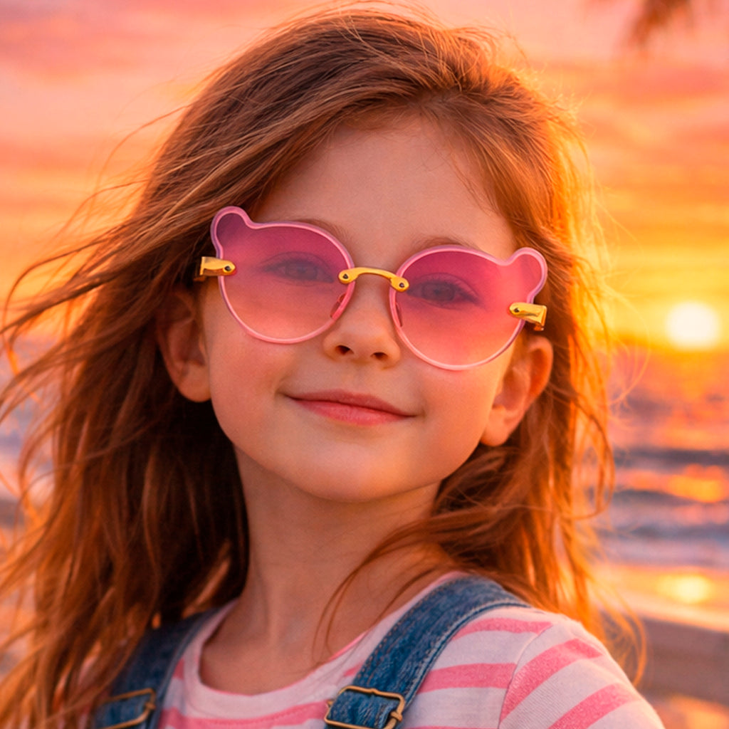 Gafas Kids Bear Pink Gold | Sin Marco con Lentes Degradados y Protección UV400 At Night