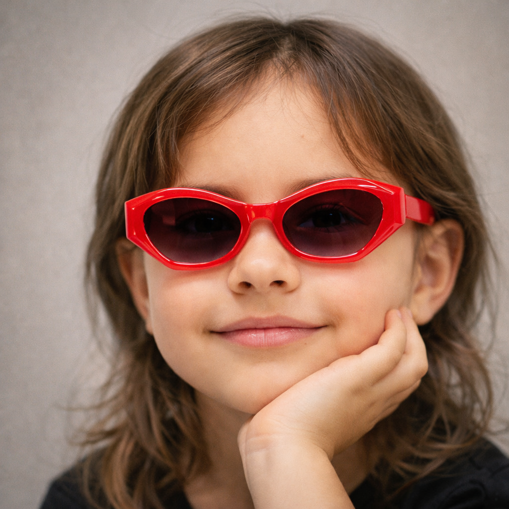 Gafas Kids Geométricas Rojas | Estilo Moderno UV400 At Night