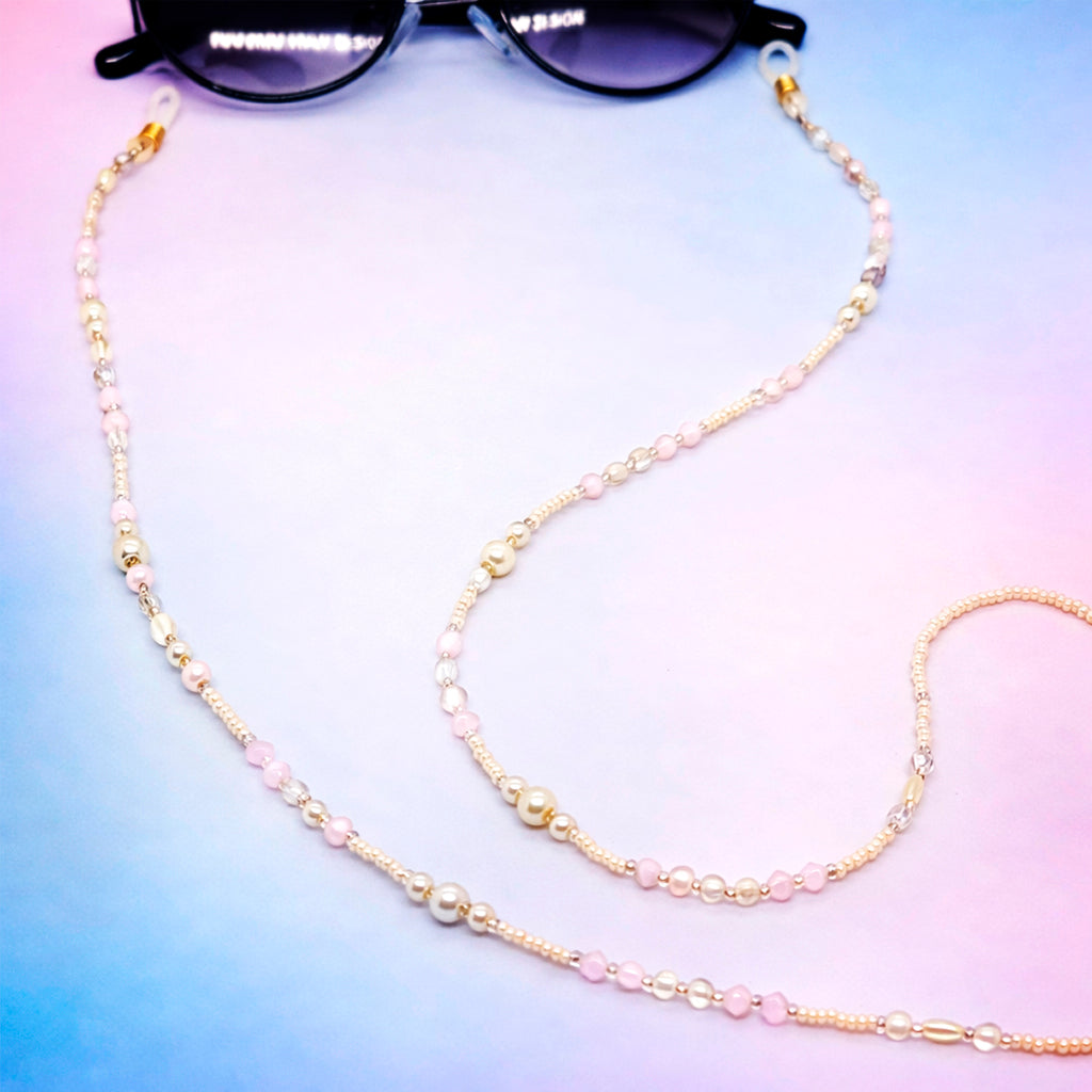 Sujetagafas Murano rosado con perlas delicadas y diseño elegante | Ideal para uso diario