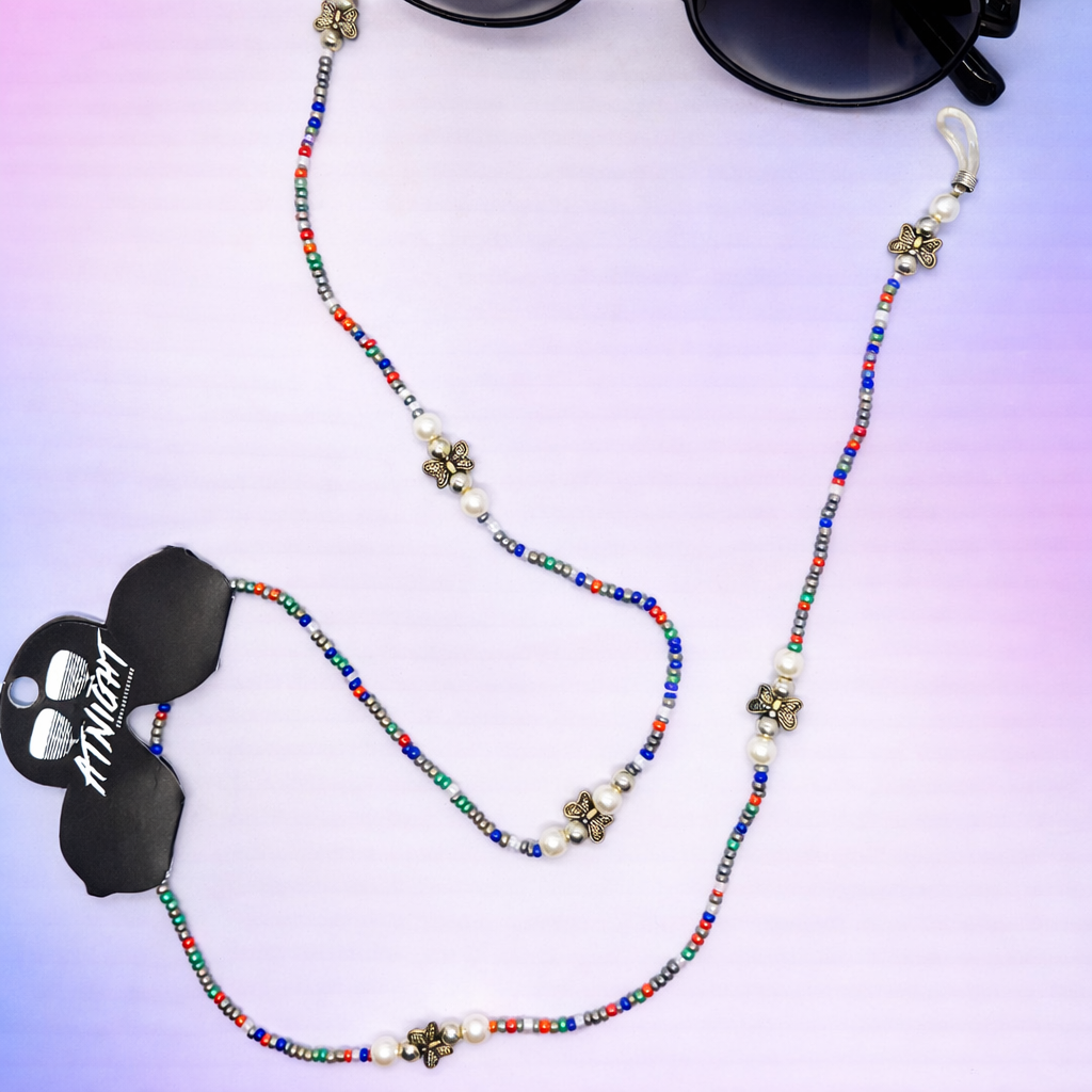 Sujetagafas con Perlas y Mariposas Vintage Multicolor | Ideal para uso diario