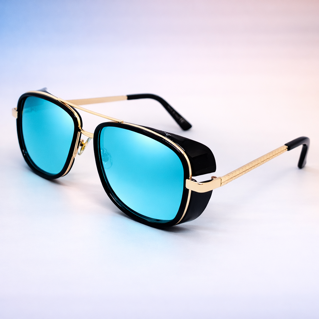 Tony Stark Icon Aviator – Blue & Yellow Edition | At Night Sunglasses