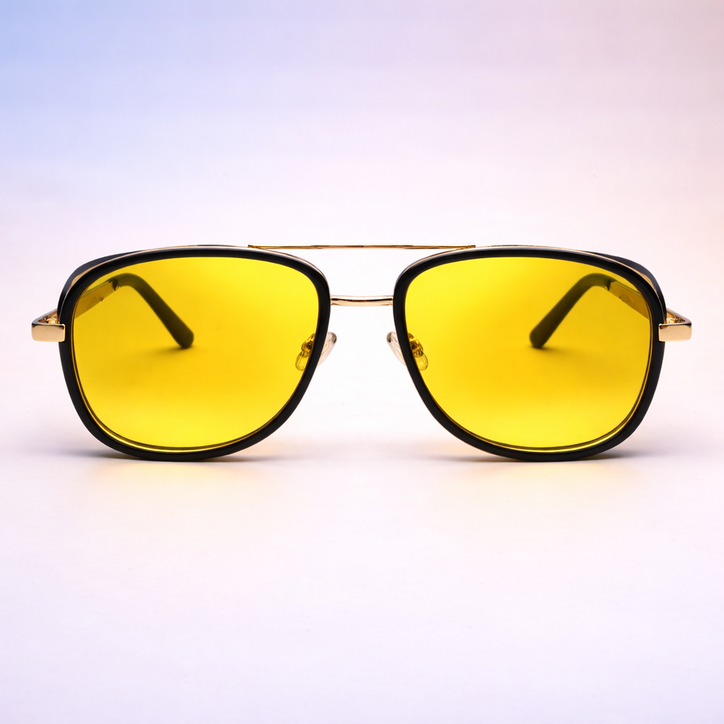 Tony Stark Icon Aviator – Blue & Yellow Edition | At Night Sunglasses