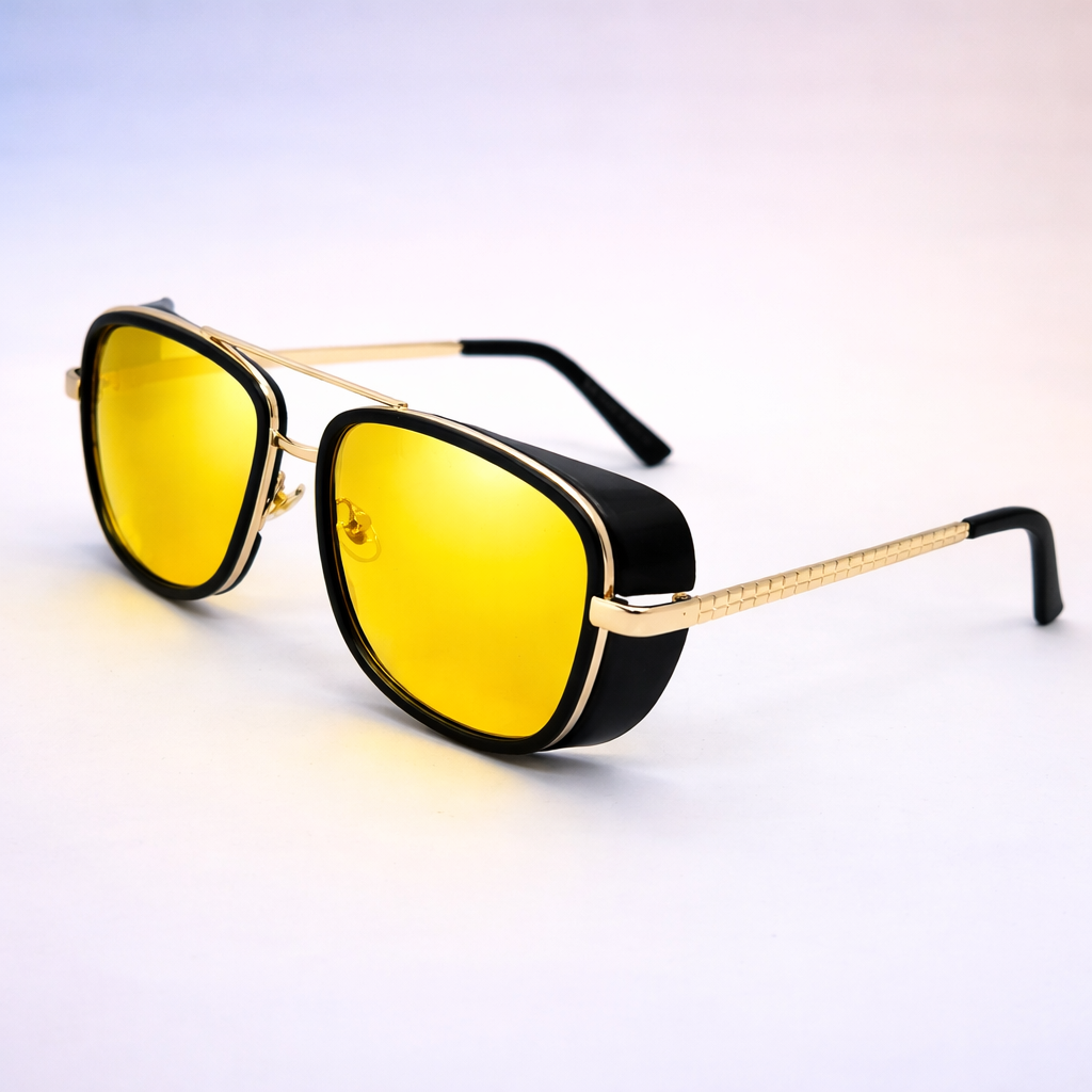 Tony Stark Icon Aviator – Blue & Yellow Edition | At Night Sunglasses