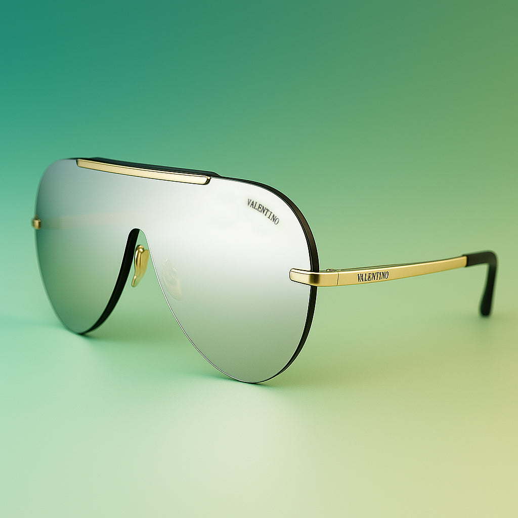 Gafas de Sol Valentino Unilente Cromado Dorado - Estilo Retro Futurista UV400