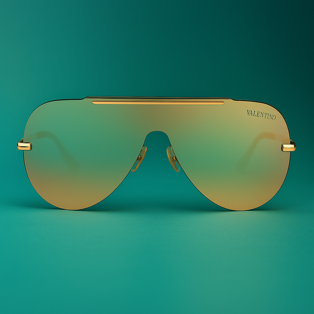 Gafas de Sol Valentino Unilente Cromado Dorado - Estilo Retro Futurista UV400
