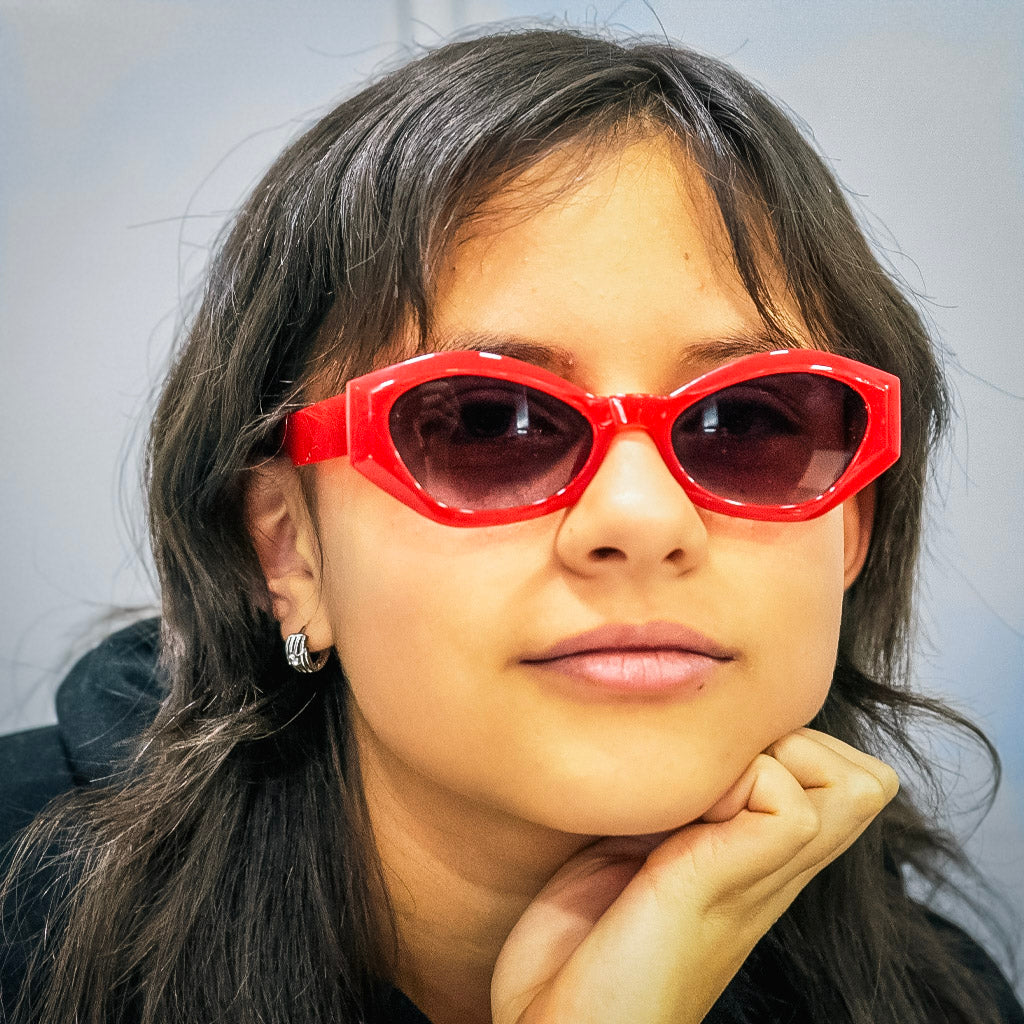 Gafas Kids Geométricas Rojas | Estilo Moderno UV400 At Night